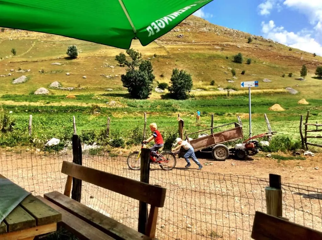 Boys at play in the village center