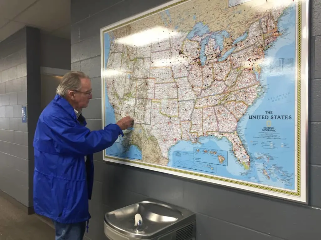 pinning visitor map at Lake Express Ferry Crossing Lake Michigan