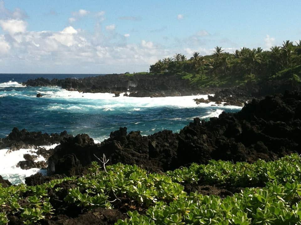 black sand beach