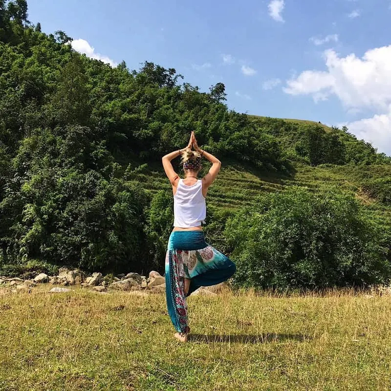 janet doing yoga