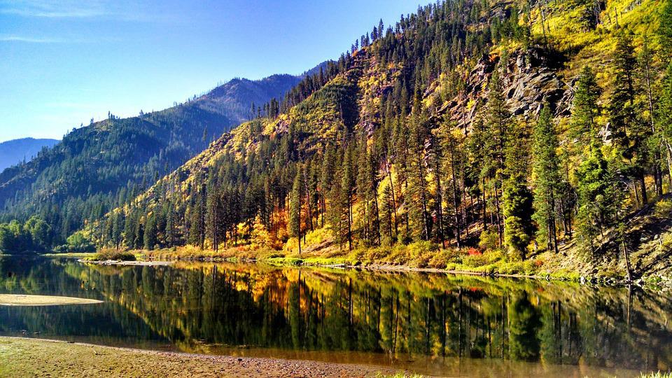 Reflection Fall Washington State Mountains Water 505423