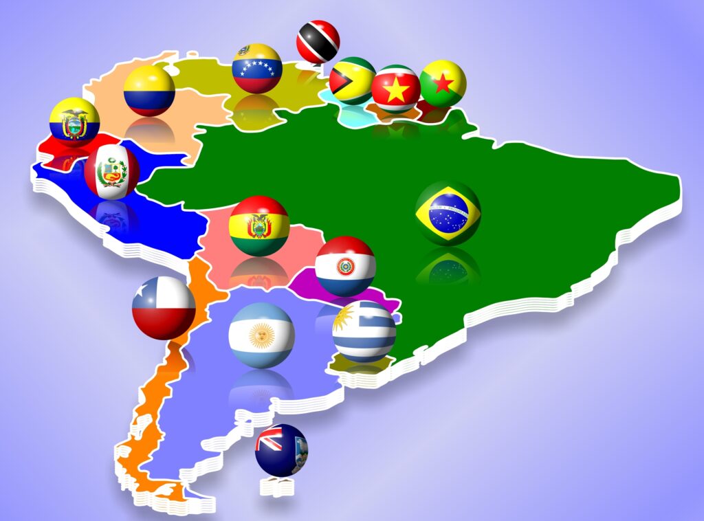 map of countries in south america