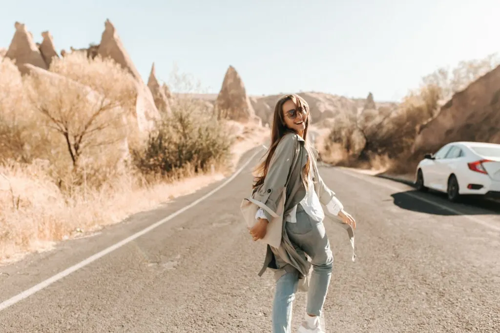 woman on the road