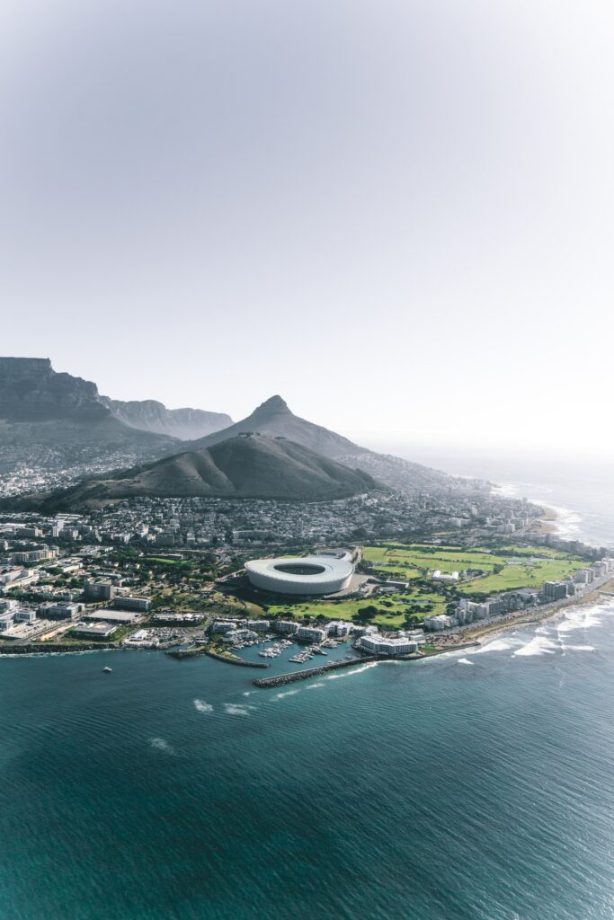 cape town aerial mountain ocean view