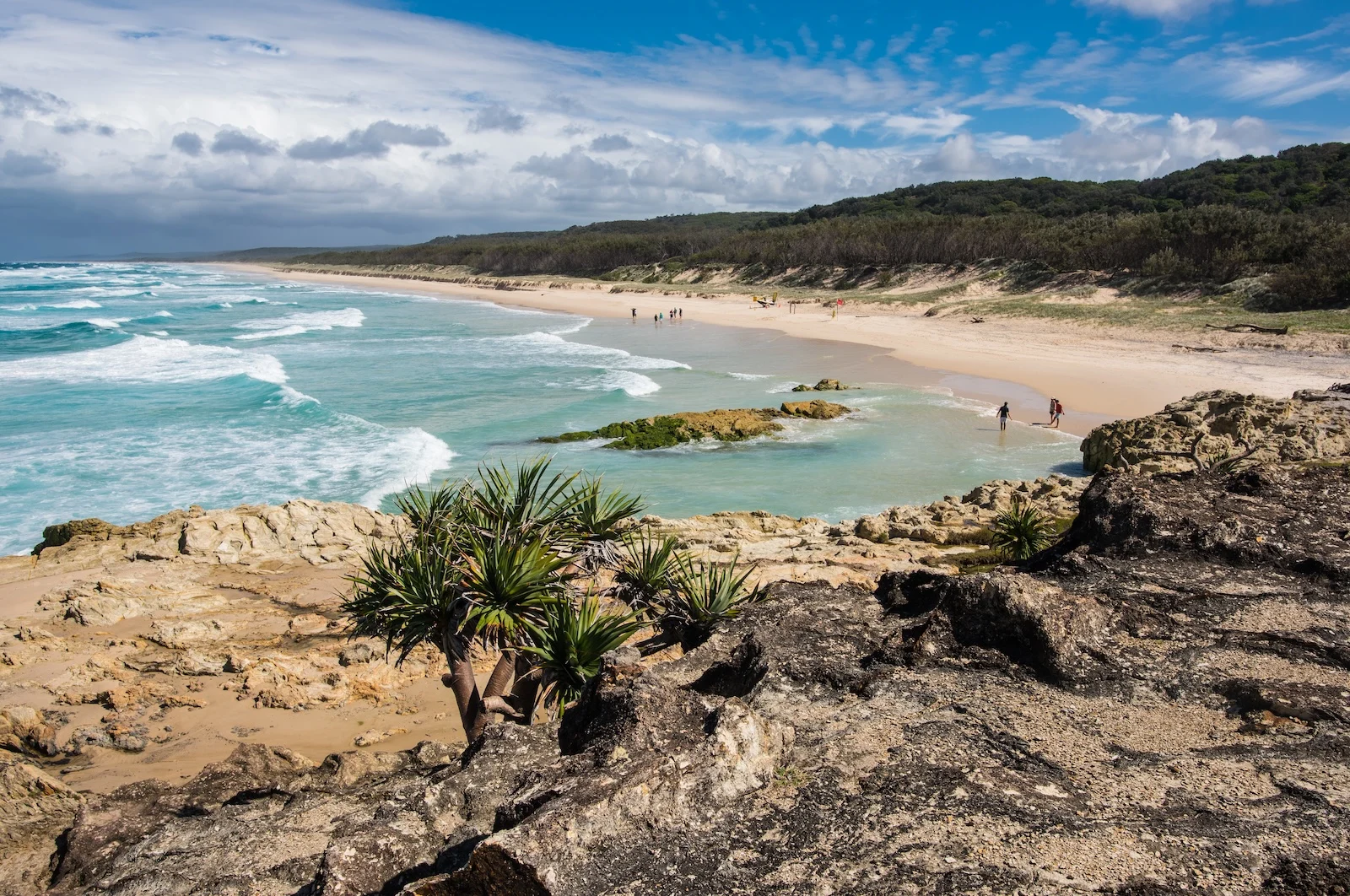 View of Main Beach from Point Lookout Trail, North Stradbroke Island, Queensland, Australia.