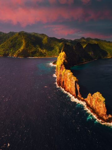 An aerial drone view of Tutuila Island